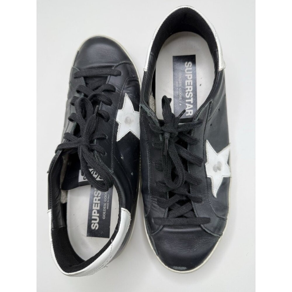 Golden Goose Super-Star‎ Leather Sneakers in Black and White Size 41